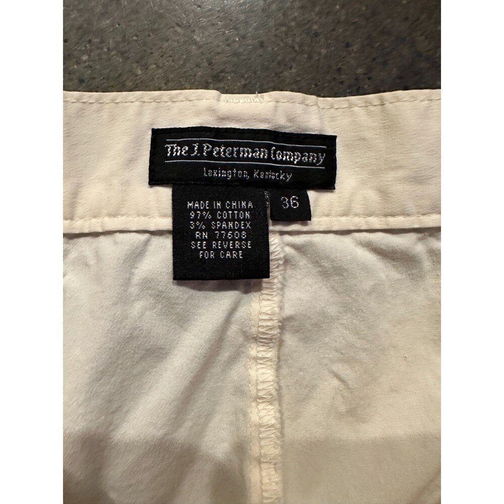 J Peterman Company Pants Mens 36 Cream Pleated Cotton Travel Trousers - Picture 4 of 5